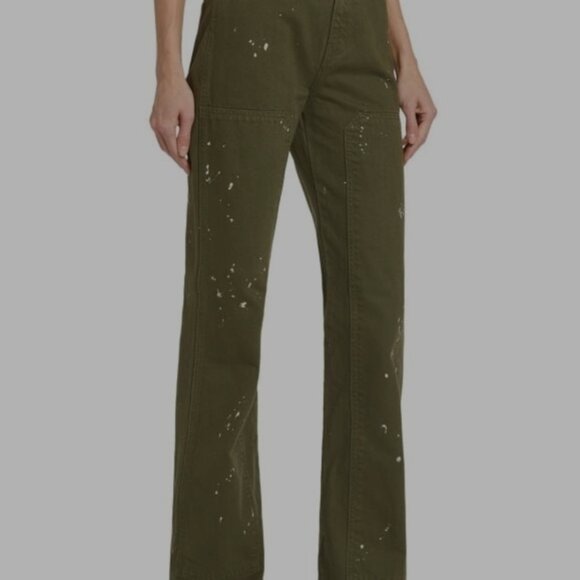 Veronica Beard Dylan High-Rise Splattered Paint Straight Jeans Size 30 Sage - Picture 1 of 12